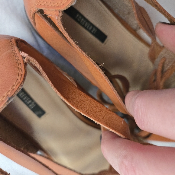 Forever 21 Brown Pointed Toe Lace Up Cage Sandals 7.5 - Picture 13 of 13